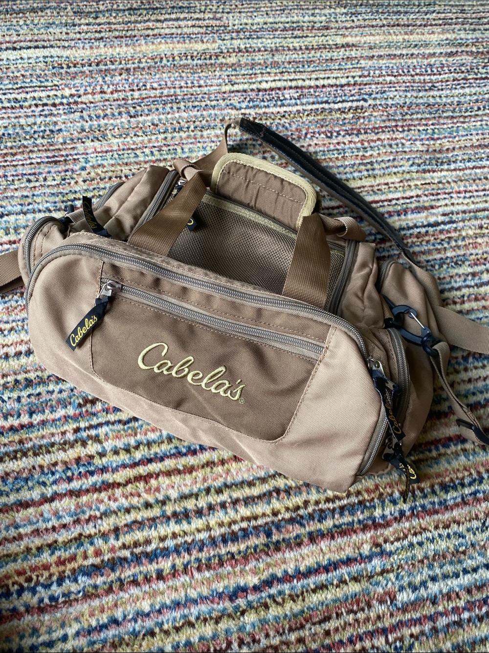 Cabela's Tan and Brown Mini Duffel Bag with Shoulder Strap